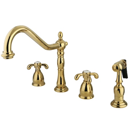 Kingston Brass Widespread Kitchen Faucet, Polished Brass KB1792TXBS
